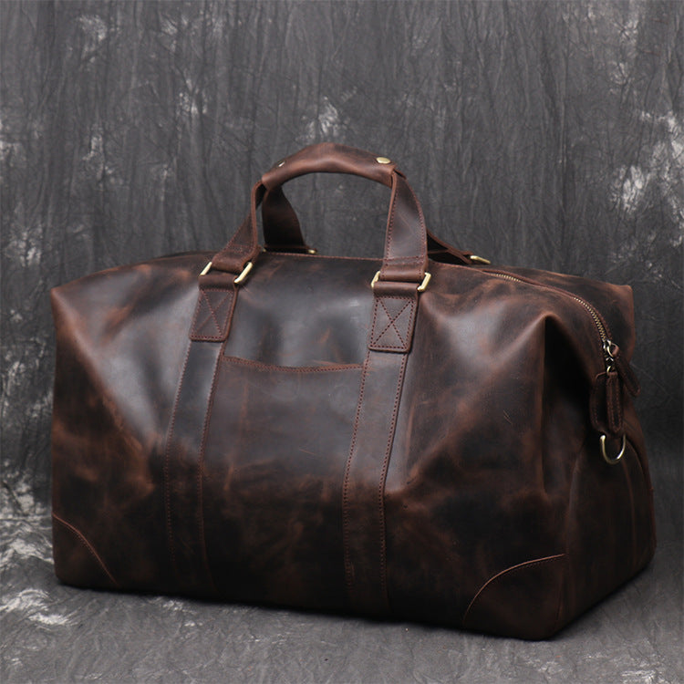 large leather weekend bag mens