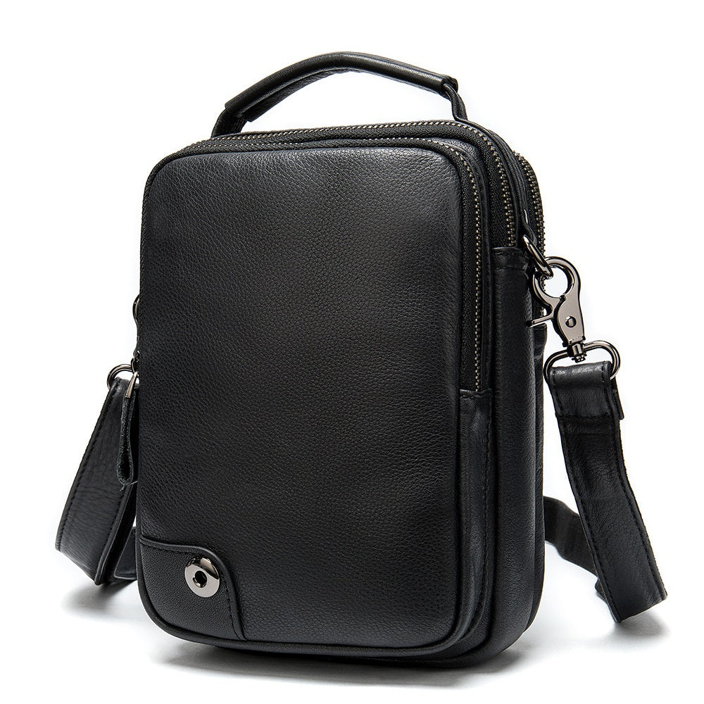 Black Cool Leather 8 inches Small Vertical Messenger Bag Courier Bag P ...