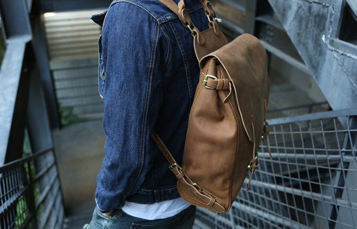 Cool Leather Mens Backpacks Travel Backpack Laptop Backpack for Men ...