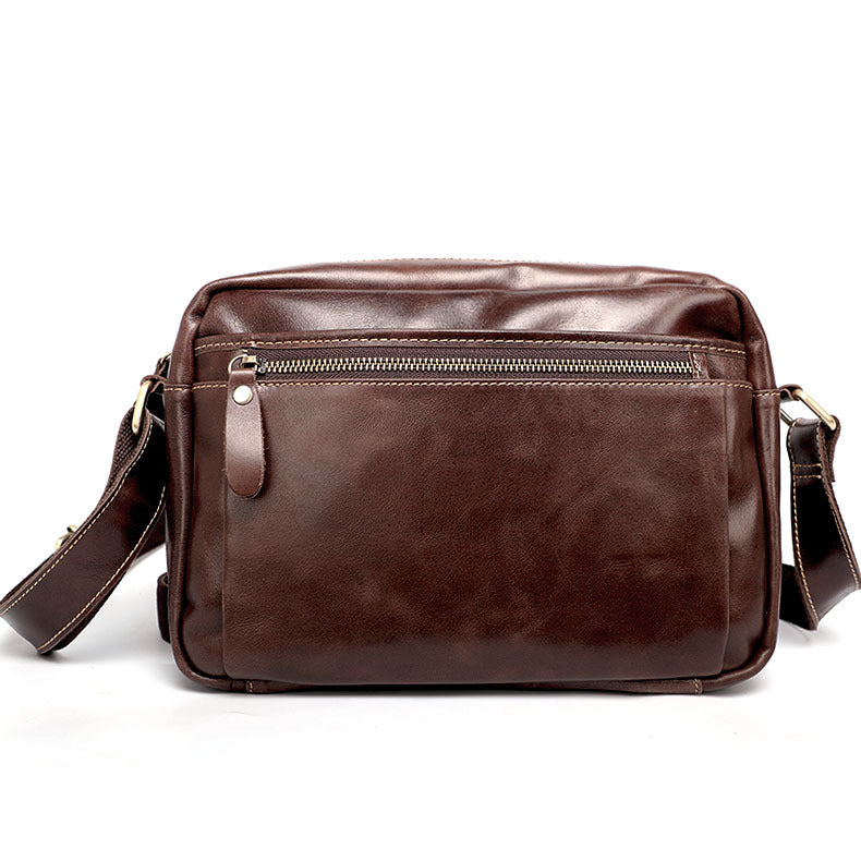 Casual Black Leather Mens Small Courier Bags Messenger Bag Brown Postm ...