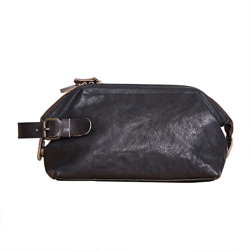 Large Black Leather Mens Brown Clutch Bag Zipper Wristlet Bags Purse f – iwalletsmen