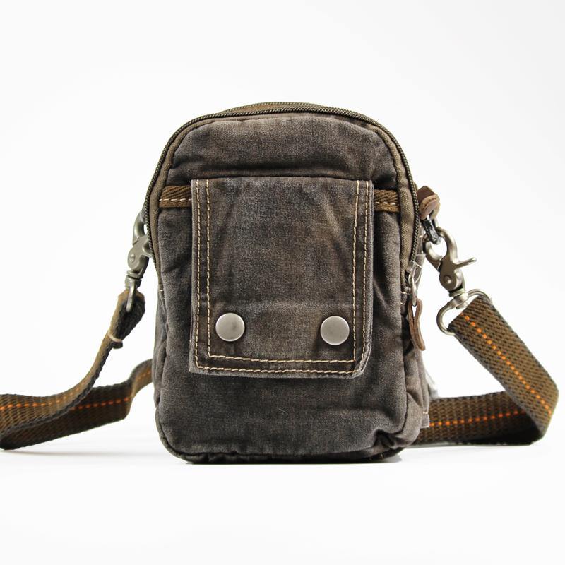 Canvas Black Mens Small Vertical Postman Bag Belt Pouch Messenger Bags ...