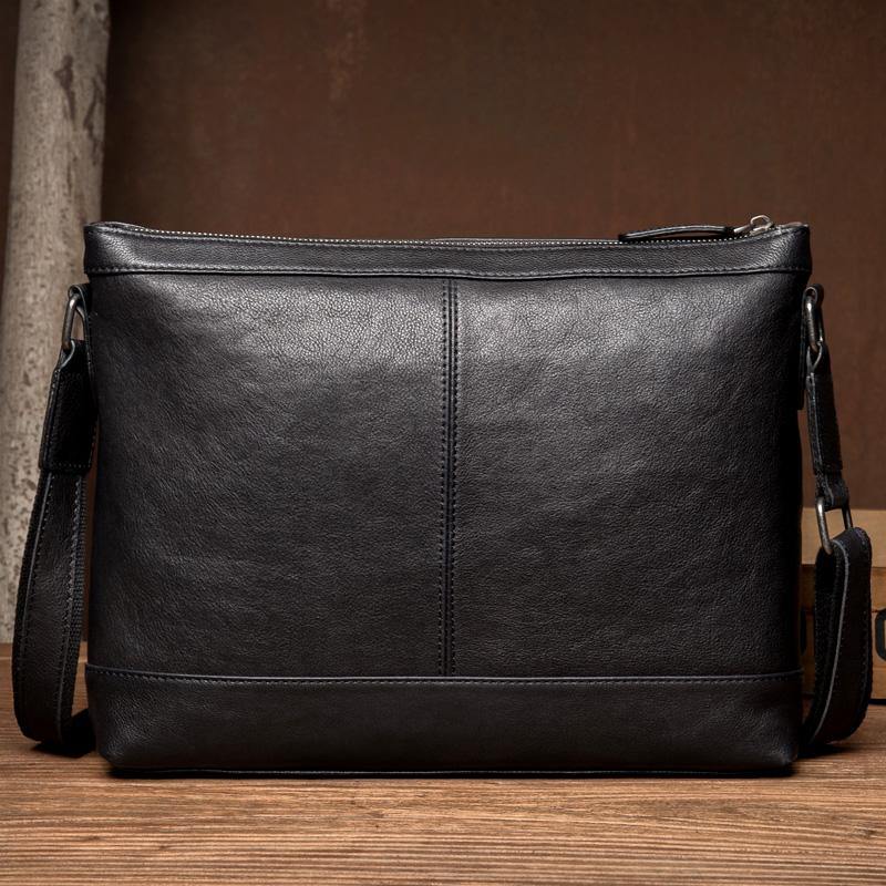 Cool Black Leather Mens Postman Bag Messenger Bags Side Bag Courier Ba ...