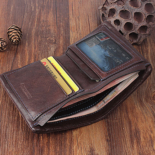 Genuine Leather Mens Cool Slim Leather Wallet Men Small Wallets Bifold – iwalletsmen