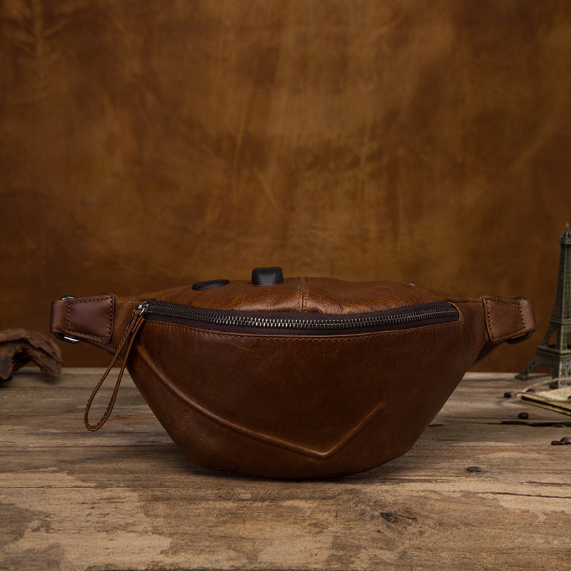 Vintage Brown Leather Men's Fanny Packs Hip Pack Waist Bag For Men ...