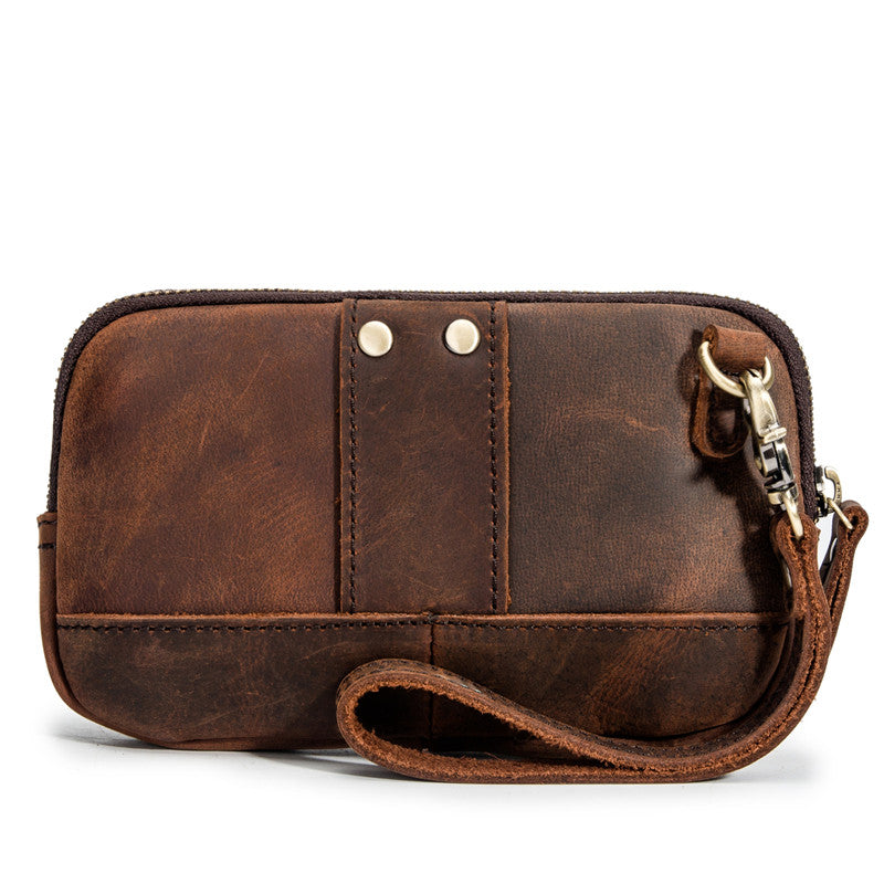 Classy Brown Leather Mens Work Clutch Bag Wirstlet Clutch Mobile Phone ...