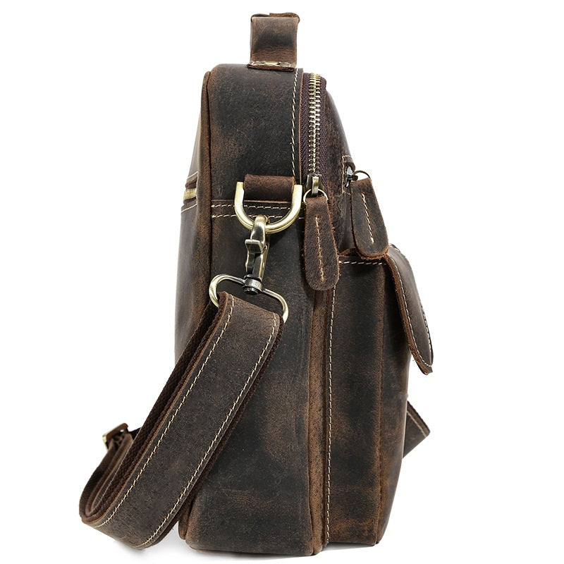 Casual Vintage Leather Mens Small Side Bag Small Messenger bag Small C ...