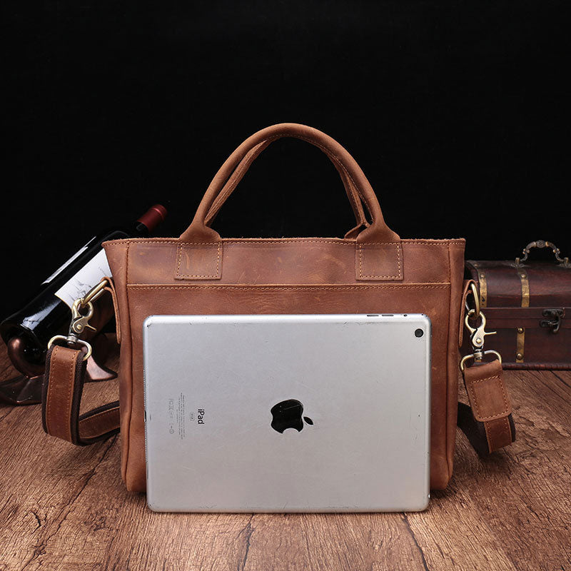 Cool Brown Leather Mens Vintage Small Briefcase Work Bag Shoulder Bag ...