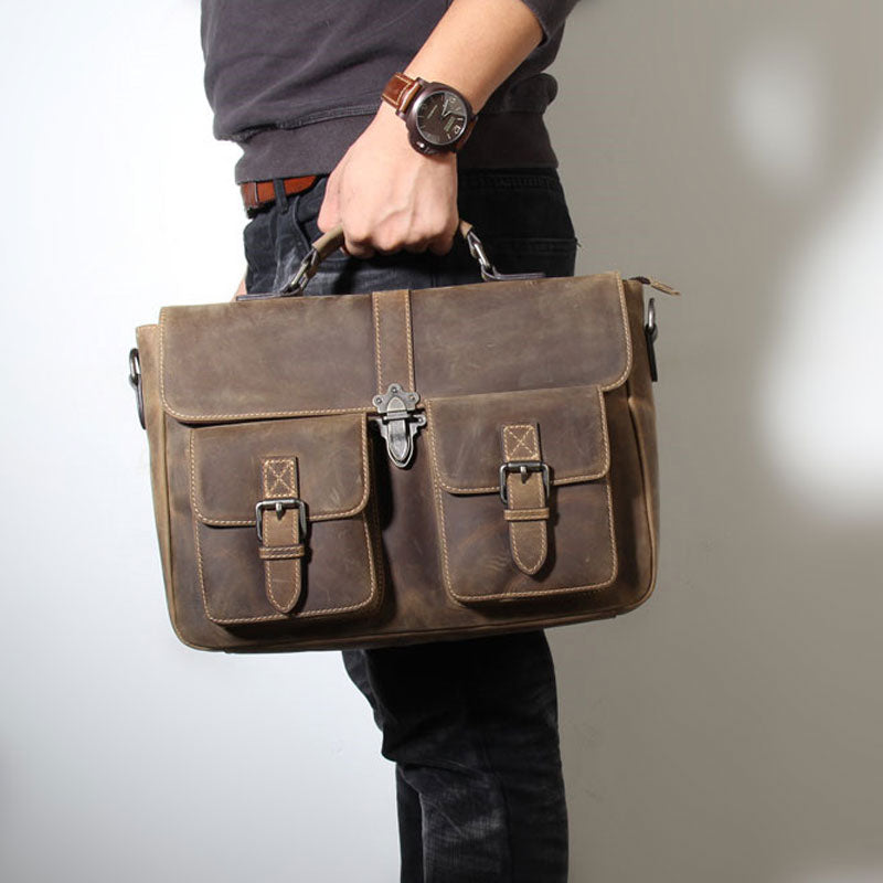 Handmade Leather Mens Cool Messenger Bag Work Bag Backpack Travel Bag ...