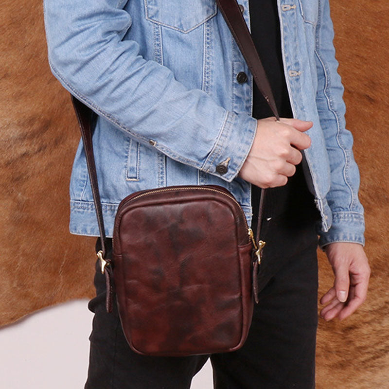Cool Leather Mens Camera Bag Small Shoulder Bag Crossbody Bags For Men ...