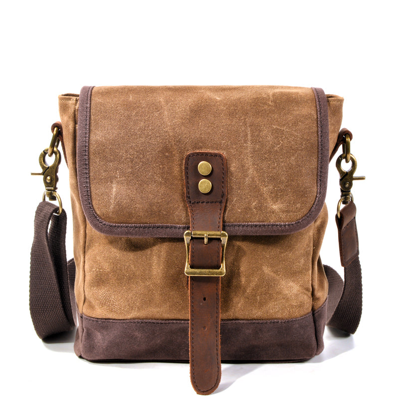 canvas and leather messenger bag