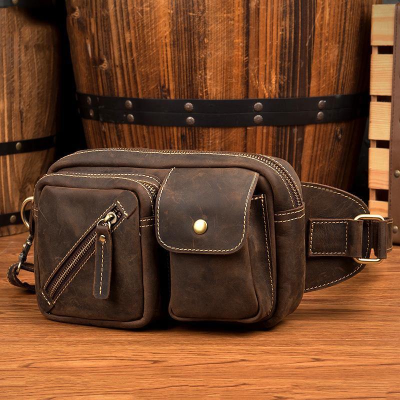 Cool Brown Leather Fanny Pack Mens Waist Bags Hip Pack Belt Bags Bumba ...