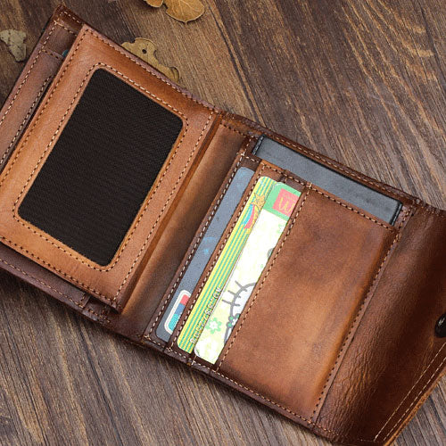 Handmade Mens Cool billfold Leather Wallet Men Small Envelope Wallets ...