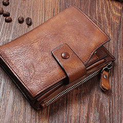 Handmade Mens Cool Short Leather Wallet Men Small Slim Wallets Bifold – iwalletsmen