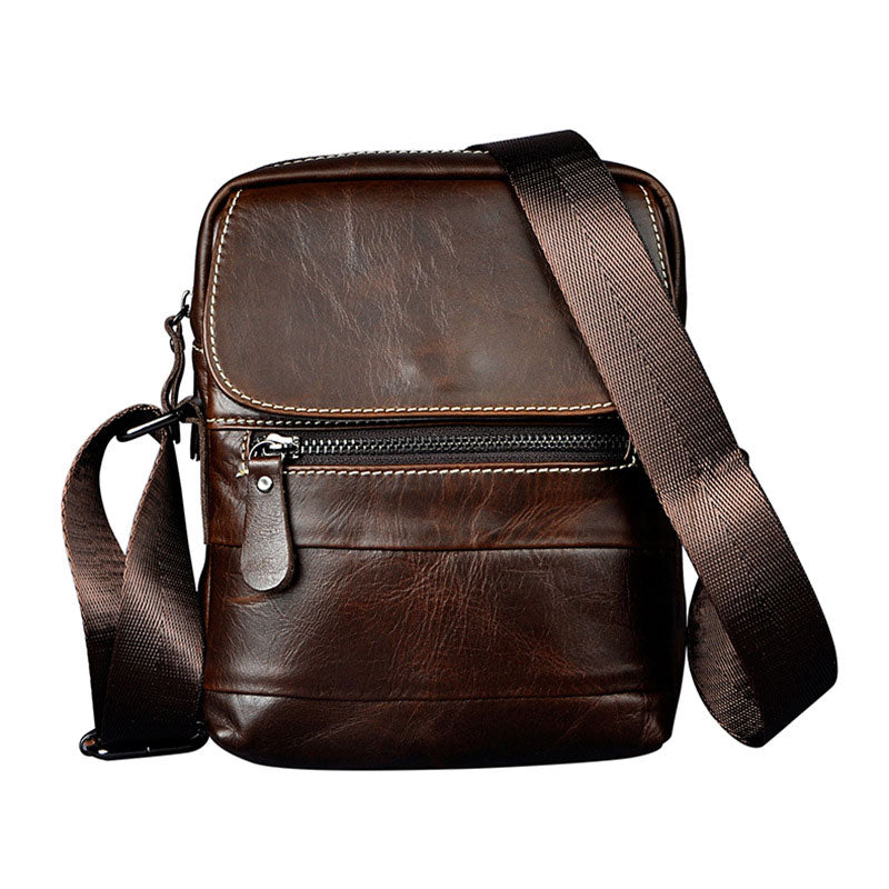 Cool Small Coffee Leather Mens Side Bag Messenger Bag Shoulder Bag for ...