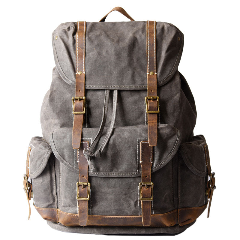 Oil Wax Canvas Mens Cool Backpack Bag Sling Bag Large Travel Bag Hikin ...