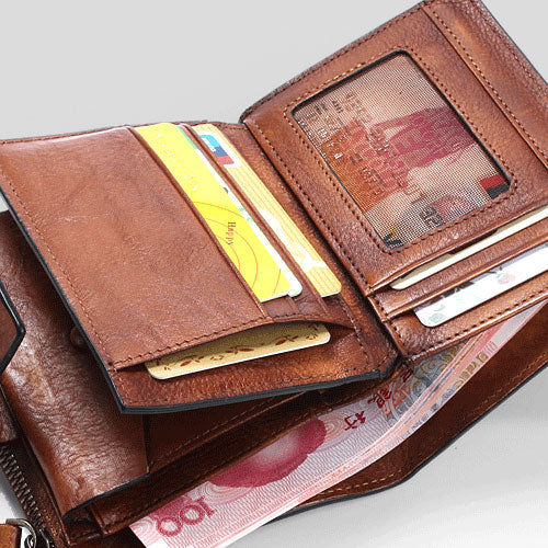 Handmade Mens Cool billfold Leather Wallet Men Small Slim Wallets Bifo ...