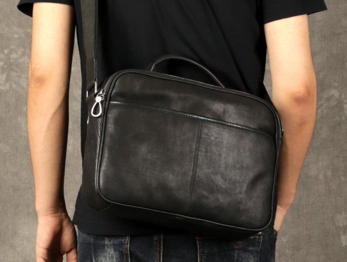 Genuine Leather Mens Cool Messenger Bag Briefcase Work Bag Business Ba ...