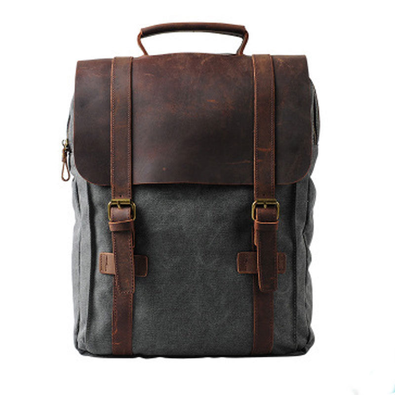 Cool Mens Canvas Leather Travel Backpack Canvas Backpack Canvas School ...