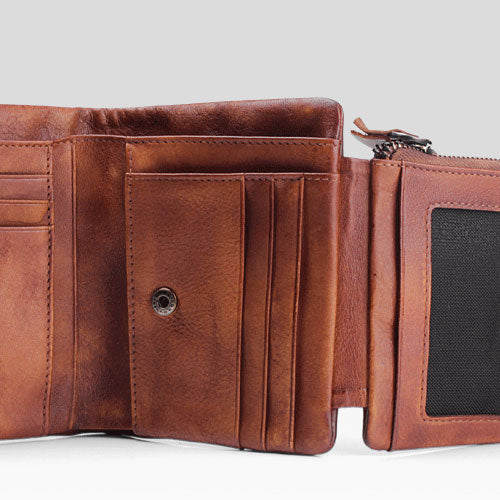 Handmade Mens Cool billfold Leather Wallet Men Small Zipper Wallets Tr ...