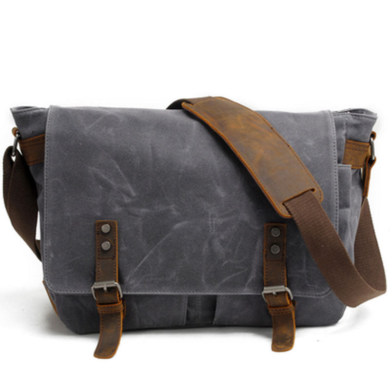 Mens Waxed Canvas Side Bag Canvas Courier Bag Shoulder Bag for Men ...