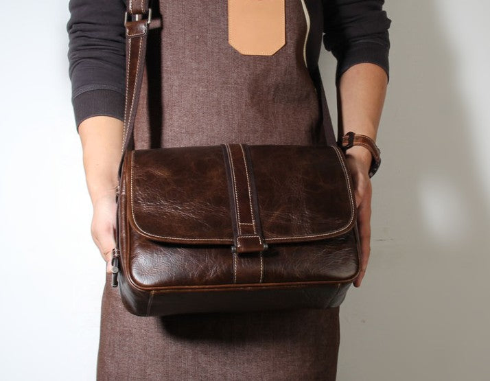 Handmade Genuine Leather Mens Cool Messenger Bag Sling Bag Chest Bag B ...