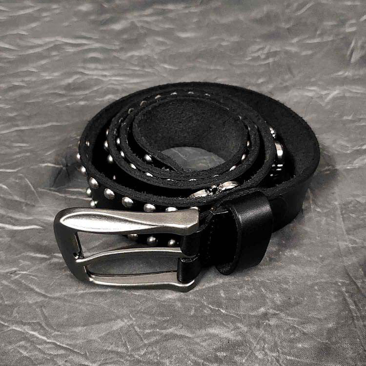 Badass Leather Metal Skull Belt Black Motorcycle Belt Cool Rivets Leat ...