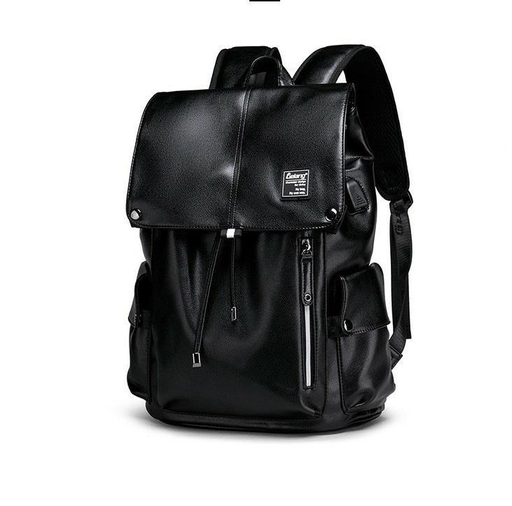 Black Leather Mens Large Backpack Travel Backpack Black Laptop Backpac ...