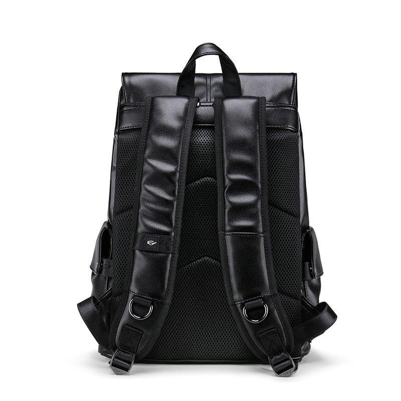 Black Leather Mens Large Backpack Travel Backpack Black Laptop Backpac ...