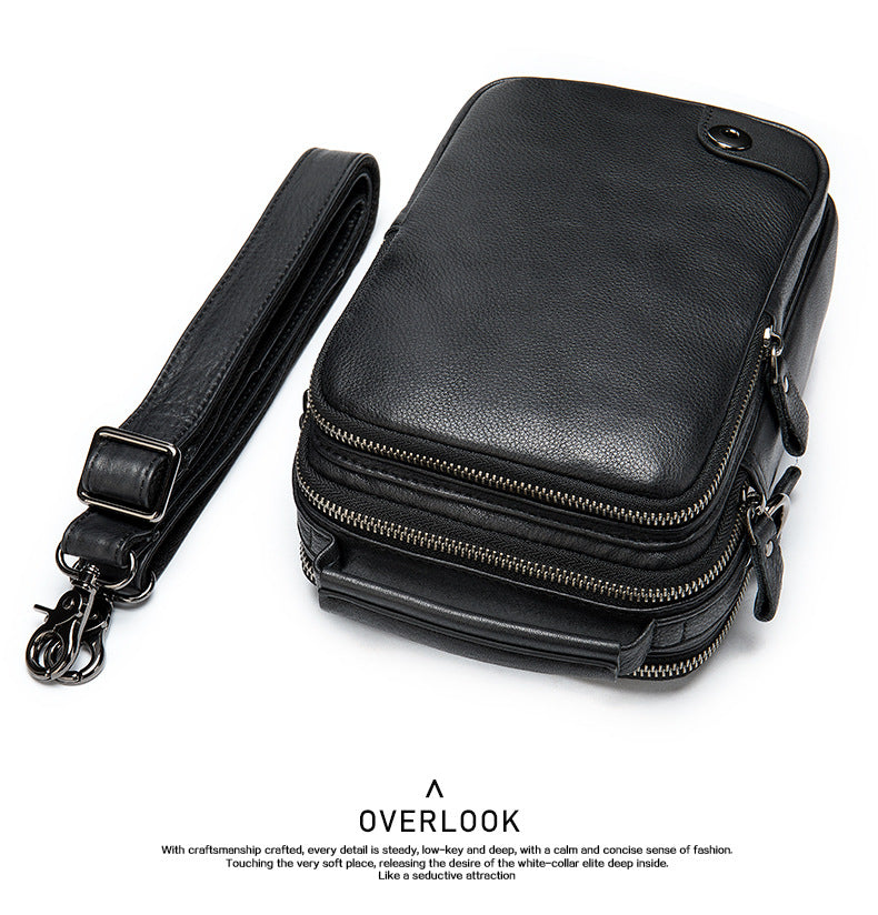 Black Cool Leather 8 inches Small Vertical Messenger Bag Courier Bag P ...