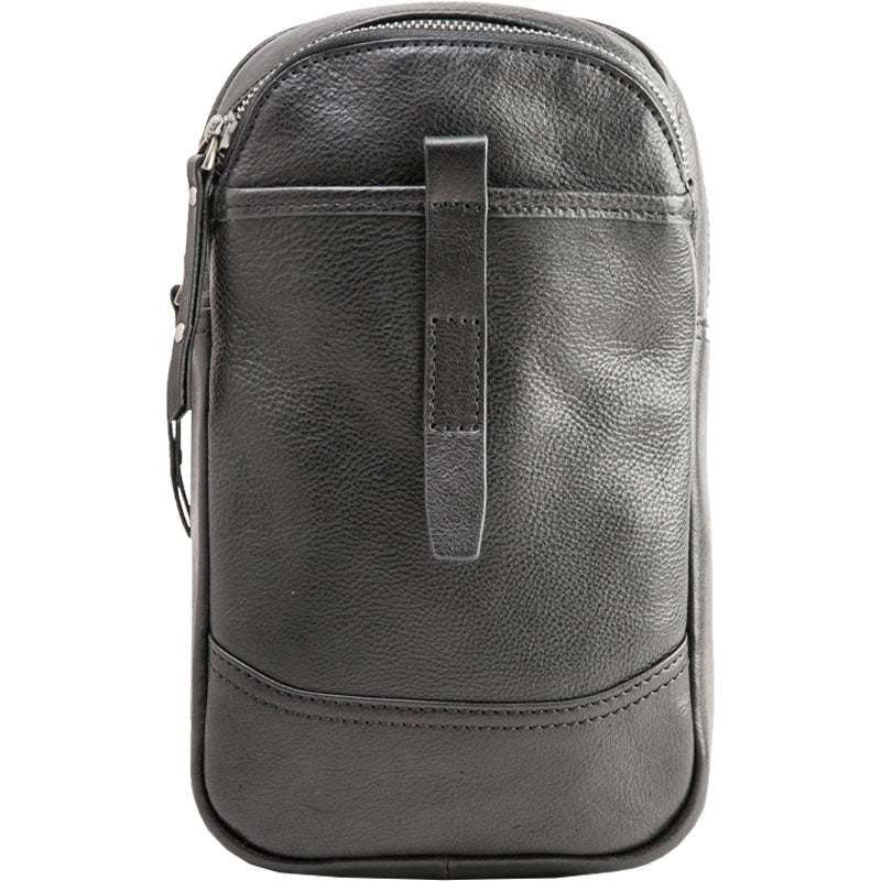 Black Leather Mens Sling Bag Sling Shoulder Bag Sling Backpack for men ...