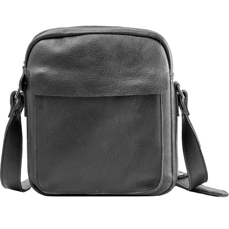 Black Small Leather Mens Shoulder Bags Messenger Bags for Men – iwalletsmen