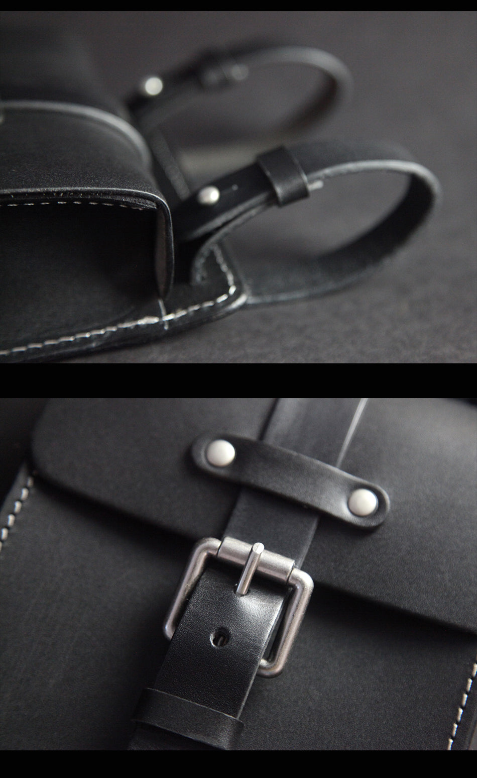 Handmade Black Brown Leather Mens Waist Bag Belt Pouch Phone Hip Bag F ...