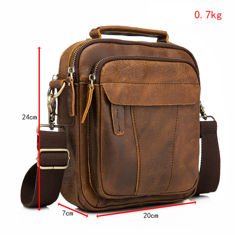Vintage Brown Leather Mens Small Vertical Side Bags Courier Bag Messen ...
