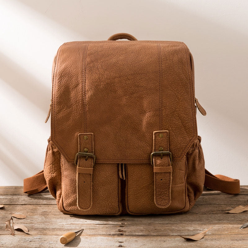 Cool Brown Mens Leather Backpacks Travel Backpacks Laptop Backpack for – iwalletsmen