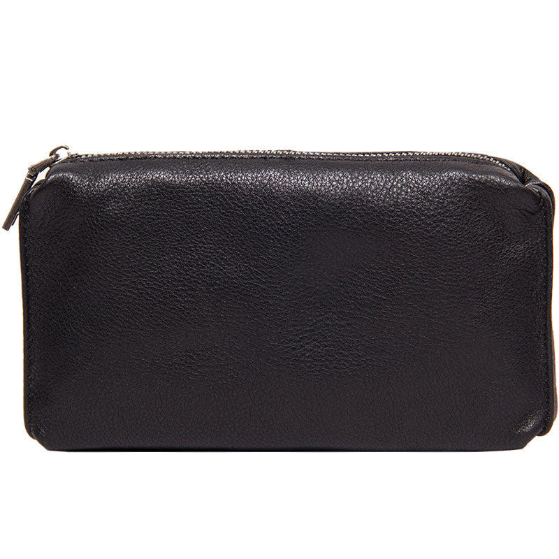 Cool Leather Mens Clutch Wristlet Bag Black Zipper Clutch for Men ...