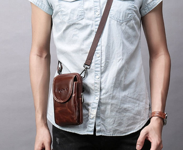 Cool Leather Mens Vintage Small Side Bag Belt Pouch Belt Bag For Men ...