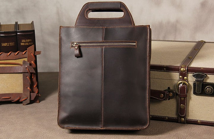 Genuine Leather Cool Vintage Mens Brown Coffee Handbag Shoulder Bag fo ...