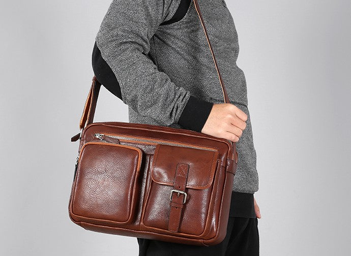 Genuine Leather Mens Cool Small Shoulder Bag Messenger Bag Bike Bag Cy ...