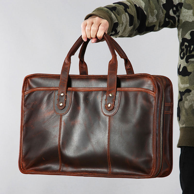 Genuine Leather Mens Large Travel Bag Cool Messenger Bag Shoulder Bag ...