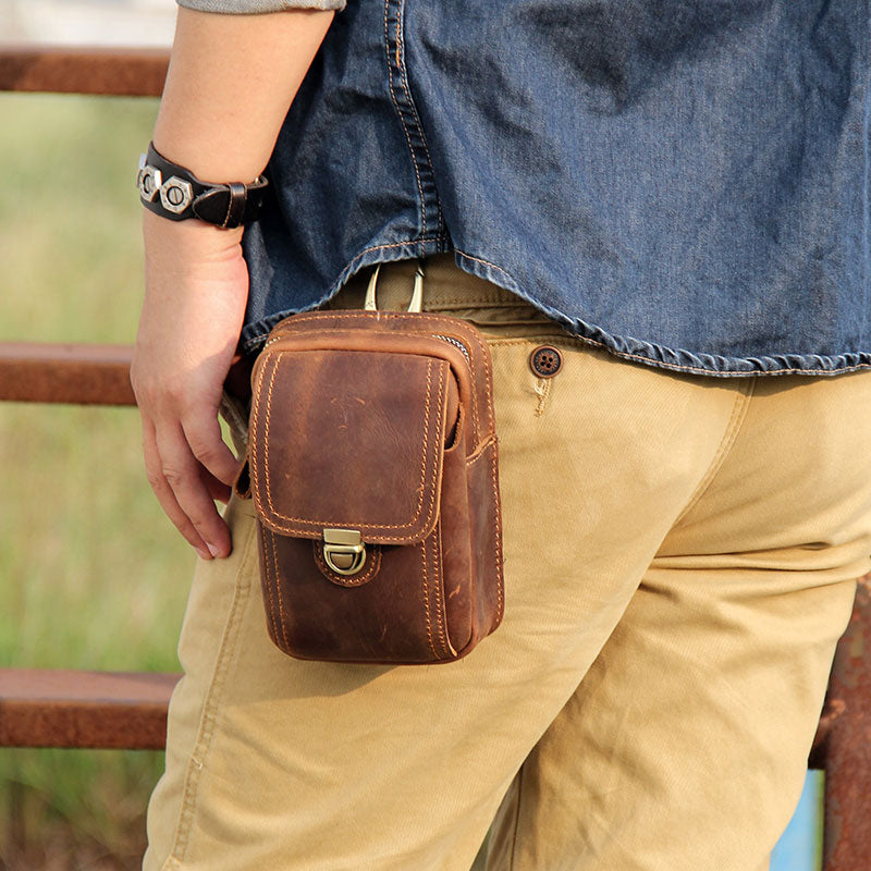 Leather Belt Pouch Mens Small Cases 