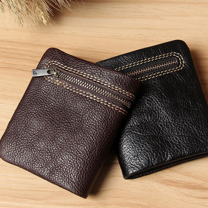 Handmade Genuine Leather Mens Cool Short Leather Wallet Men Small Wall – iwalletsmen