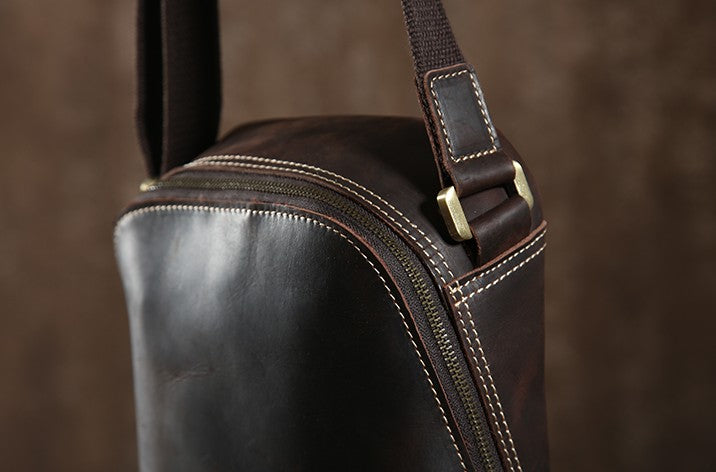 Handmade Leather Mens Cool Small Shoulder Bag Messenger Bag Chest Bag ...