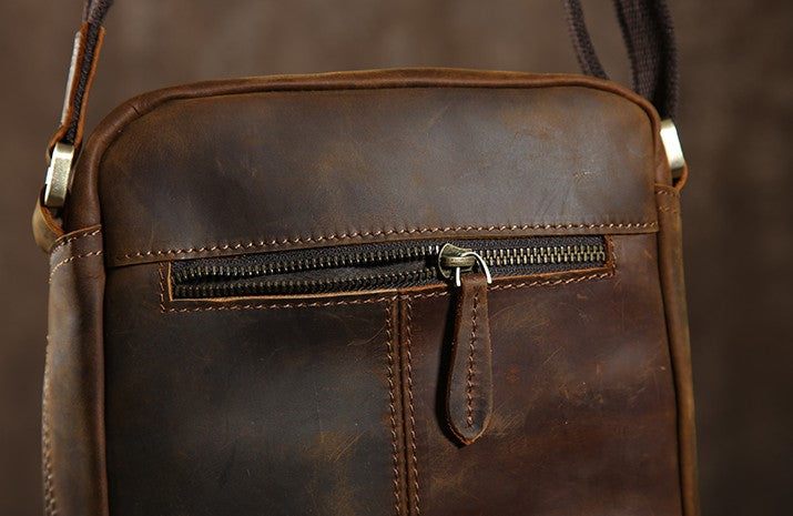 Handmade Leather Mens Cool Small Shoulder Bag Messenger Bag Chest Bag ...