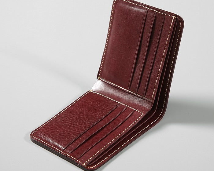 Handmade Leather Mens Slim Cool billfold Leather Wallet Men Small Wall – iwalletsmen