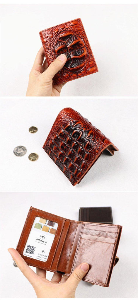 Cool Vertical Dark Brown Leather Mens Short Wallet Bifold Small Wallet – iwalletsmen