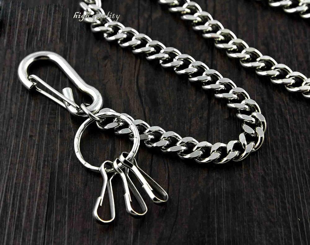 Silver Mens KeyChain Pants Chain Wallet Badass Chain Biker Wallet Chai ...