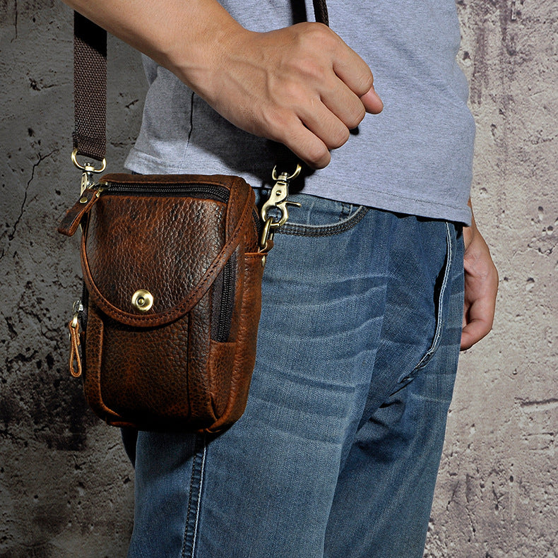Leather Belt Pouch Mens Small Cases Waist Bag Shoulder Bag for Men ...