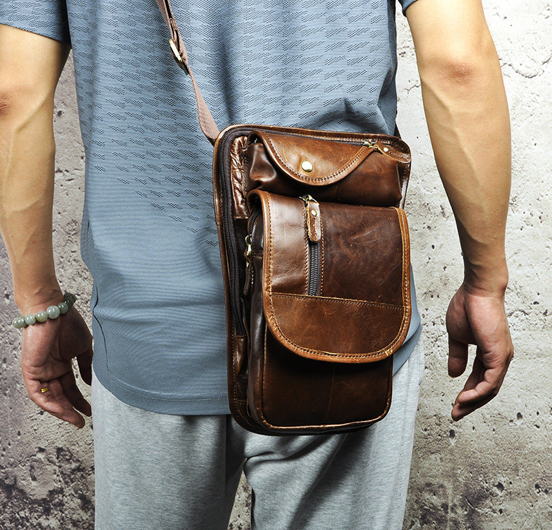 Leather Drop Leg Bag Belt Pouch Mens Waist Bag Shoulder Bag for Men ...