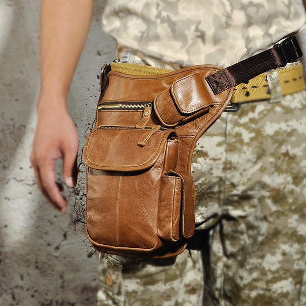 Leather Drop Leg Bag Belt Pouch Mens Waist Bag Shoulder Bag for Men – iwalletsmen